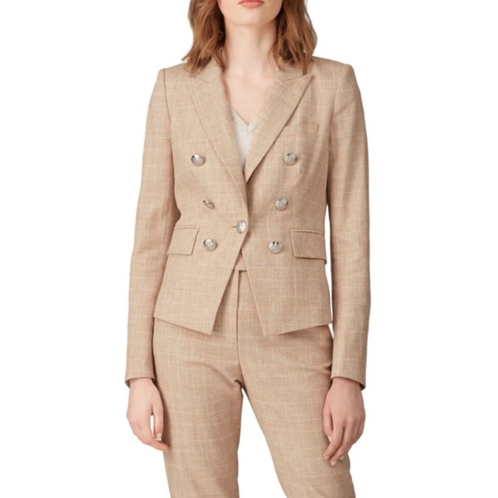 Veronica Beard Beige Double-Breasted Blazer